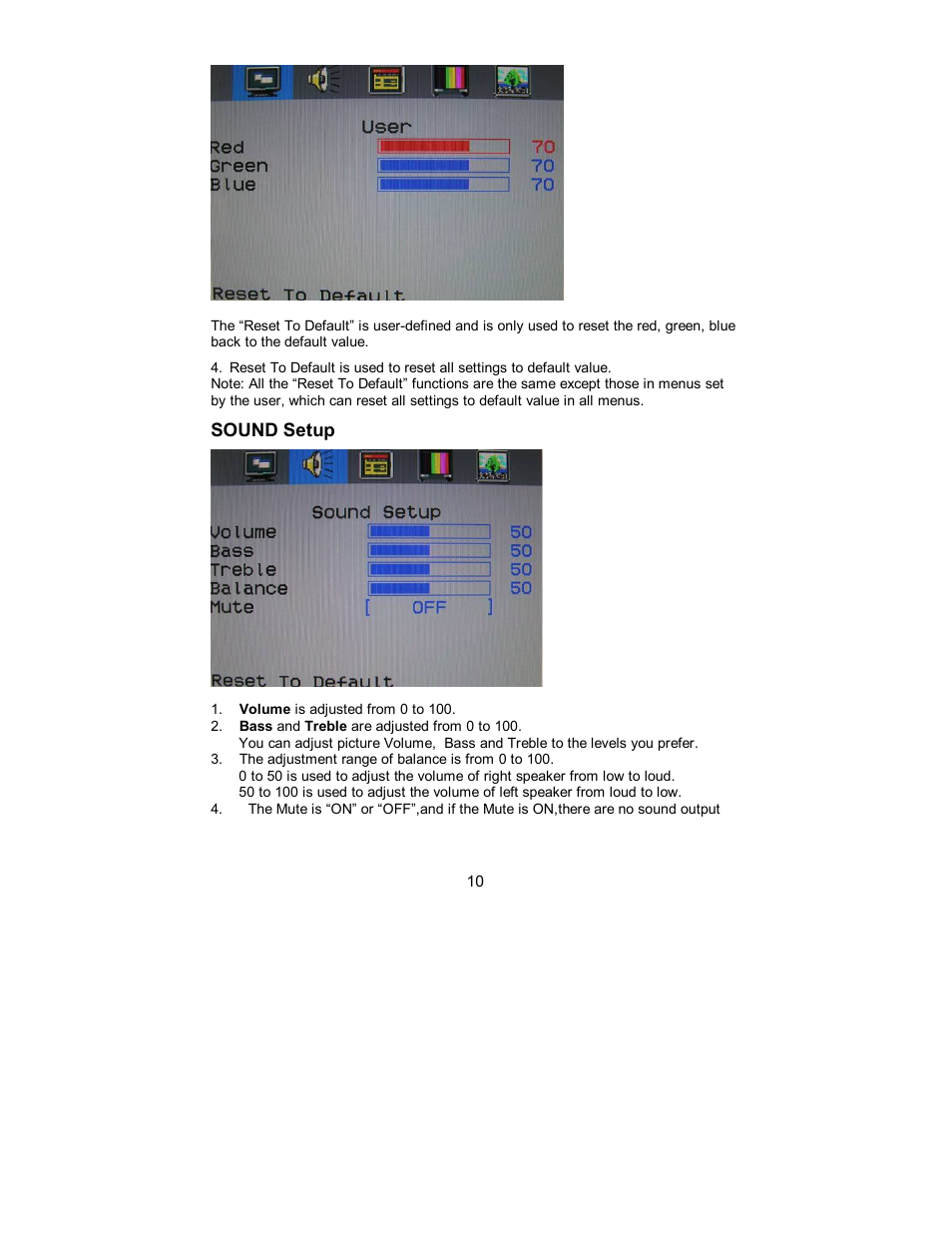 Sound setup | AOC A17UX231 User Manual | Page 9 / 24