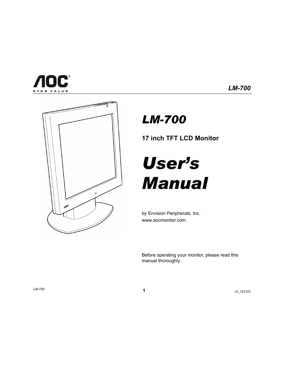 AOC LM-700 User Manual | 20 pages