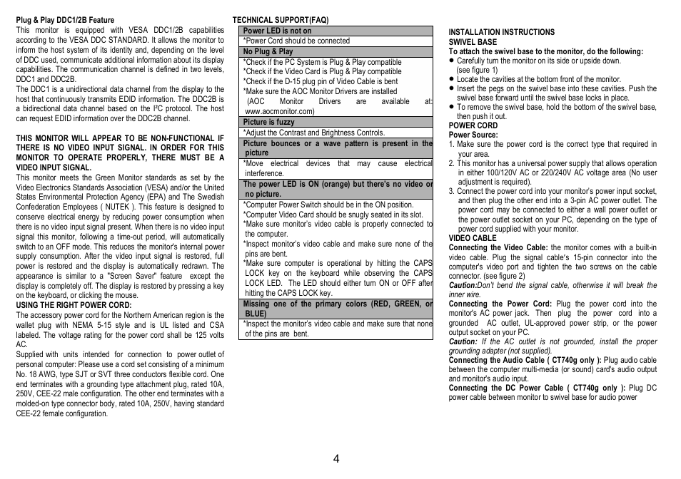 AOC CT700G User Manual | Page 3 / 7