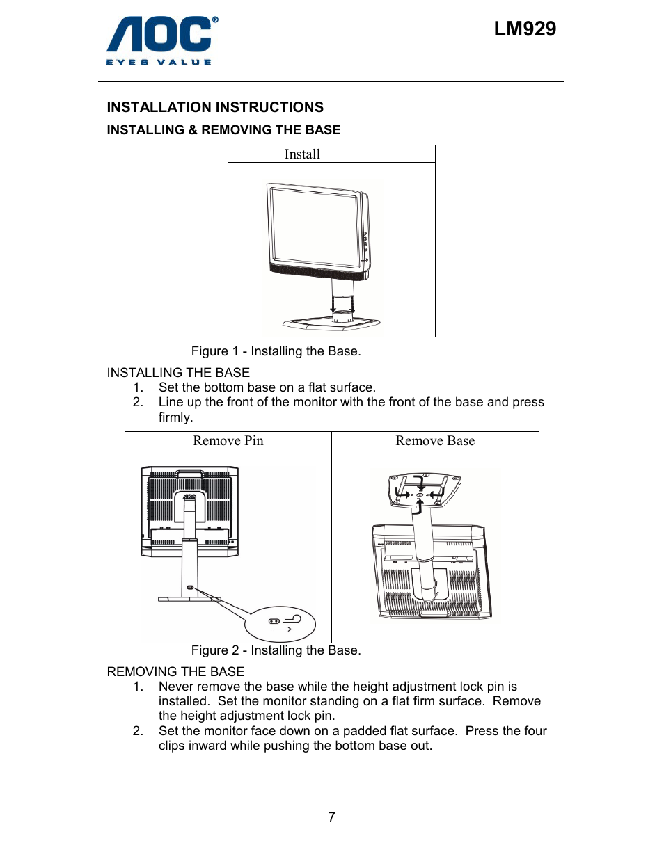 Lm929 | AOC LM929 User Manual | Page 8 / 26