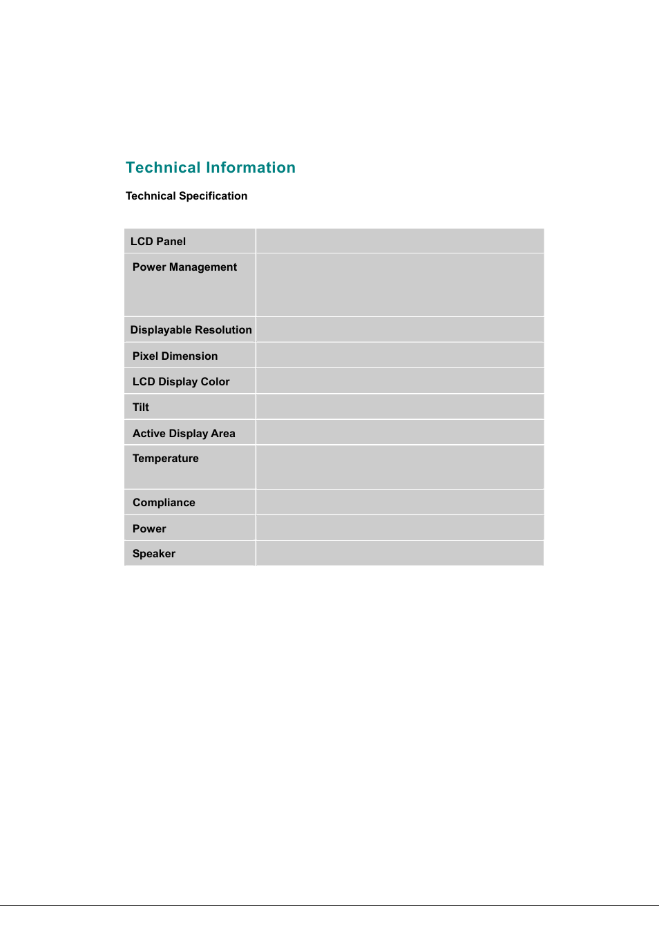 Technical information | AOC 19LVWK User Manual | Page 12 / 14