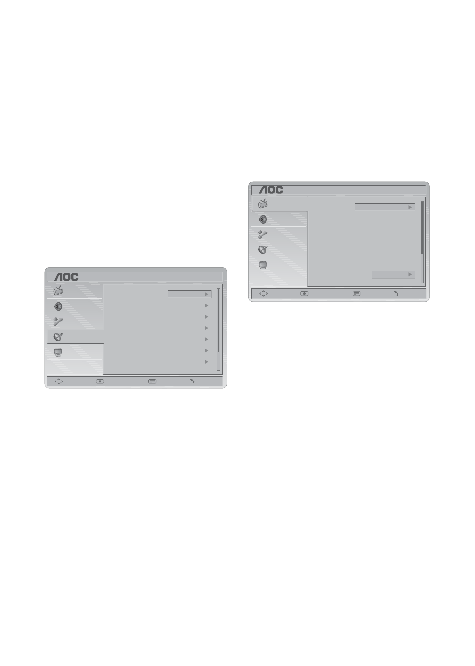 Channel menu, Video menu, The channel menu in tv mode shows as below | AOC L32W961 User Manual | Page 21 / 29