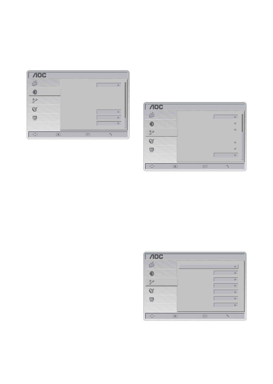 Audio menu, Feature menu | AOC L32W961 User Manual | Page 22 / 29