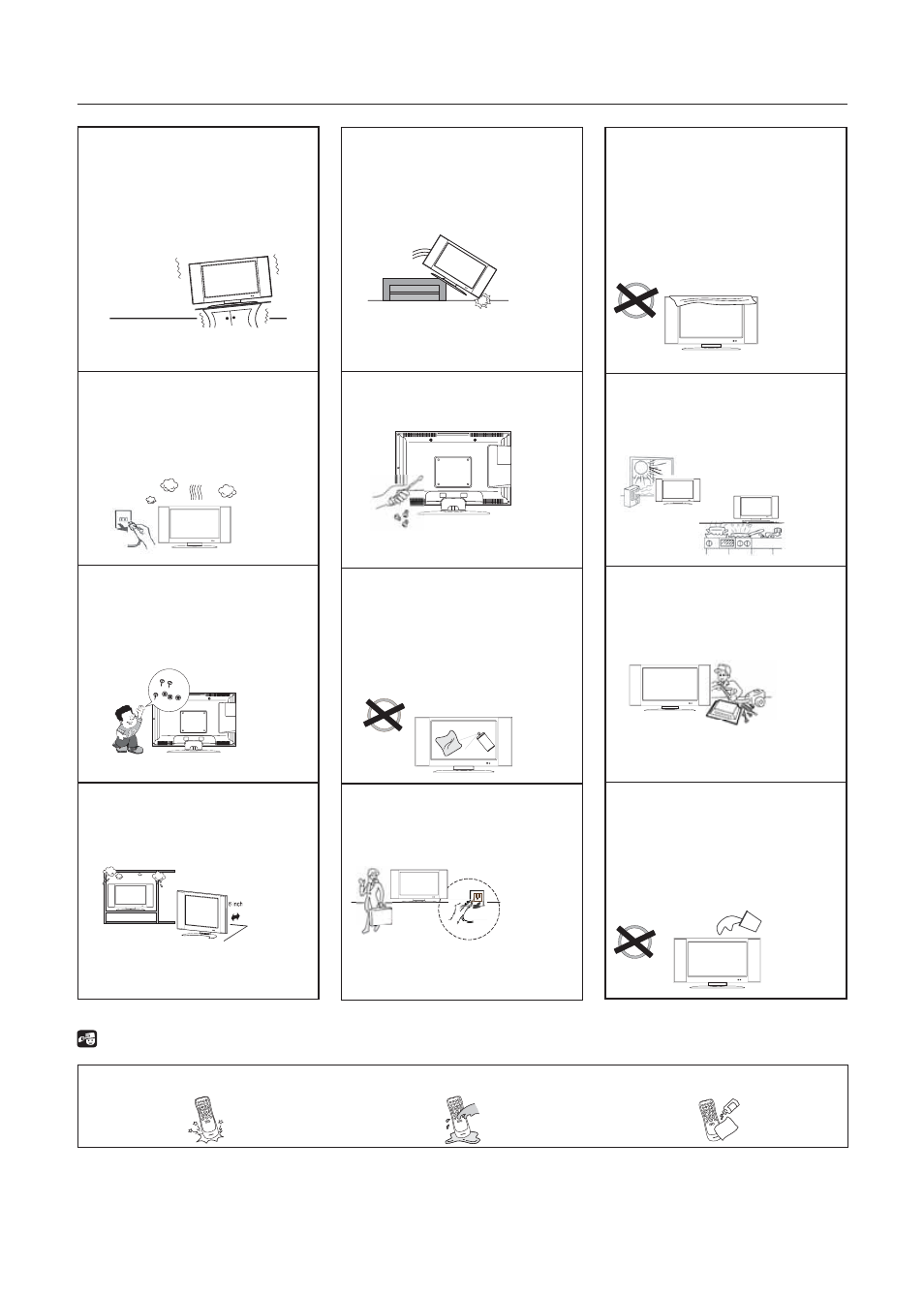 Precautions and reminders, Avoid dropping, Avoid liquids | Avoid aerosol cleaners | AOC L32W961 User Manual | Page 5 / 29