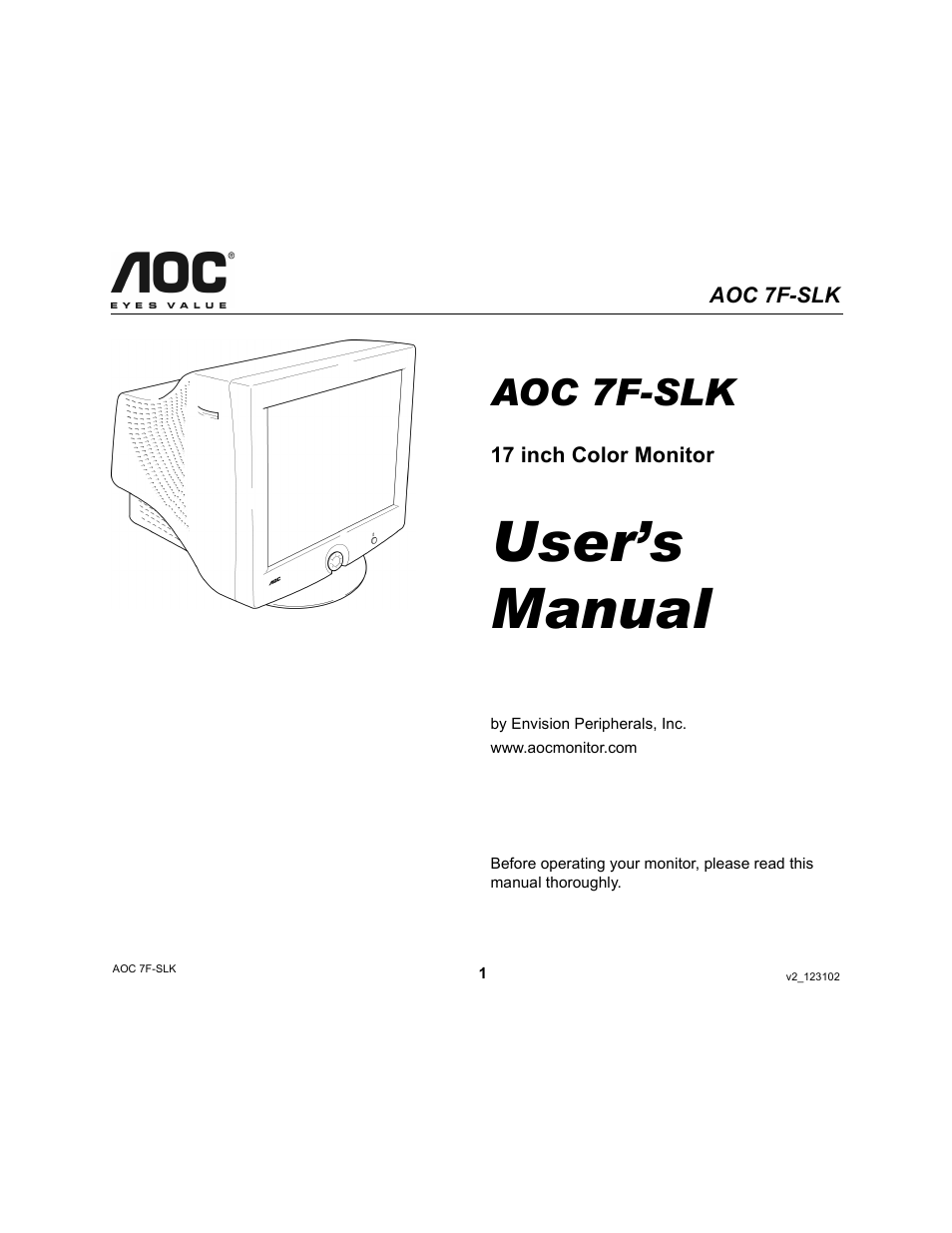 AOC 7F-SLK User Manual | 17 pages