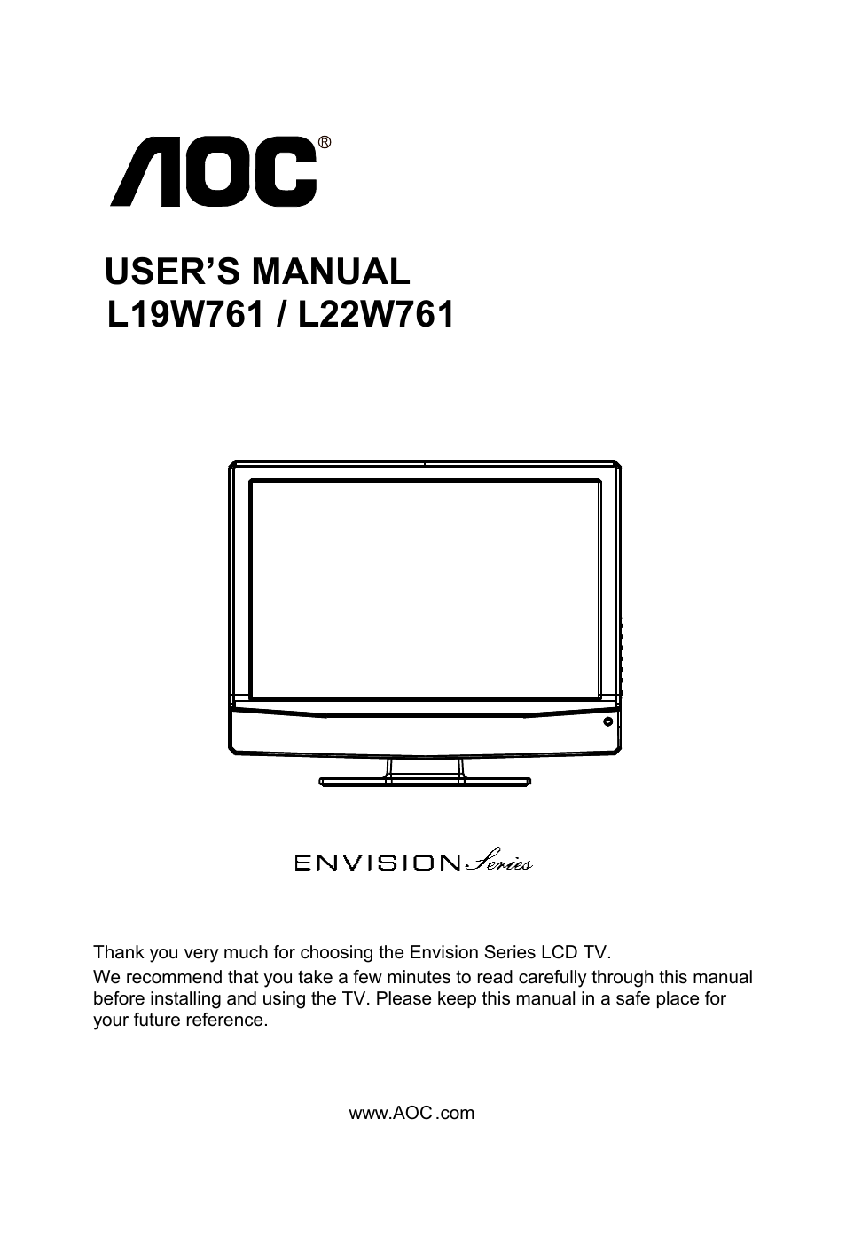 AOC L19W761 User Manual | 26 pages