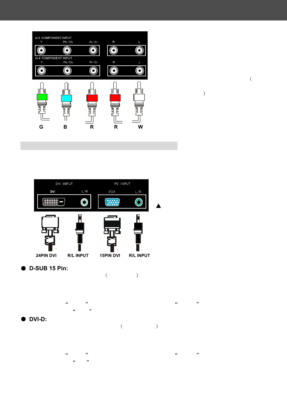 Connection to other equipment, Input connection of pc signal(pc/dvd) | AOC A42W64AT4 User Manual | Page 10 / 19