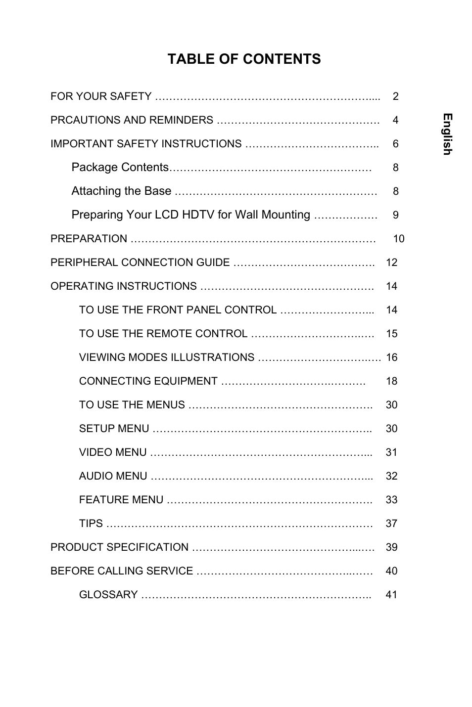 AOC L32W861 User Manual | Page 2 / 43