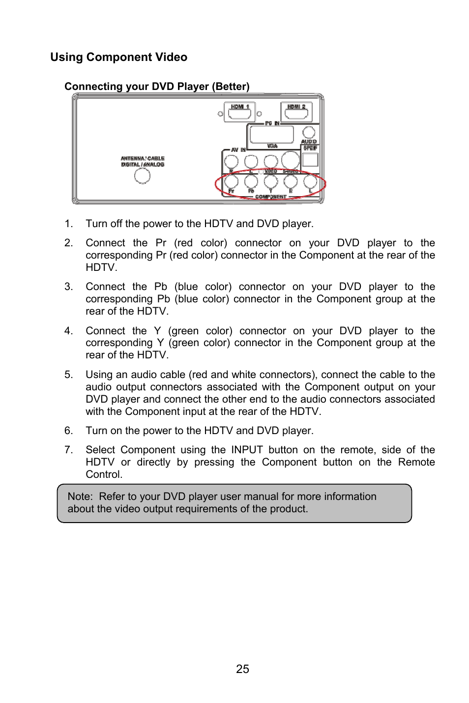 25 using component video | AOC L32W861 User Manual | Page 27 / 43