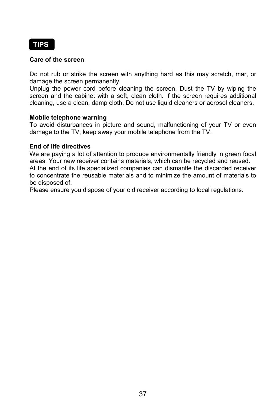 Tips | AOC L32W861 User Manual | Page 39 / 43