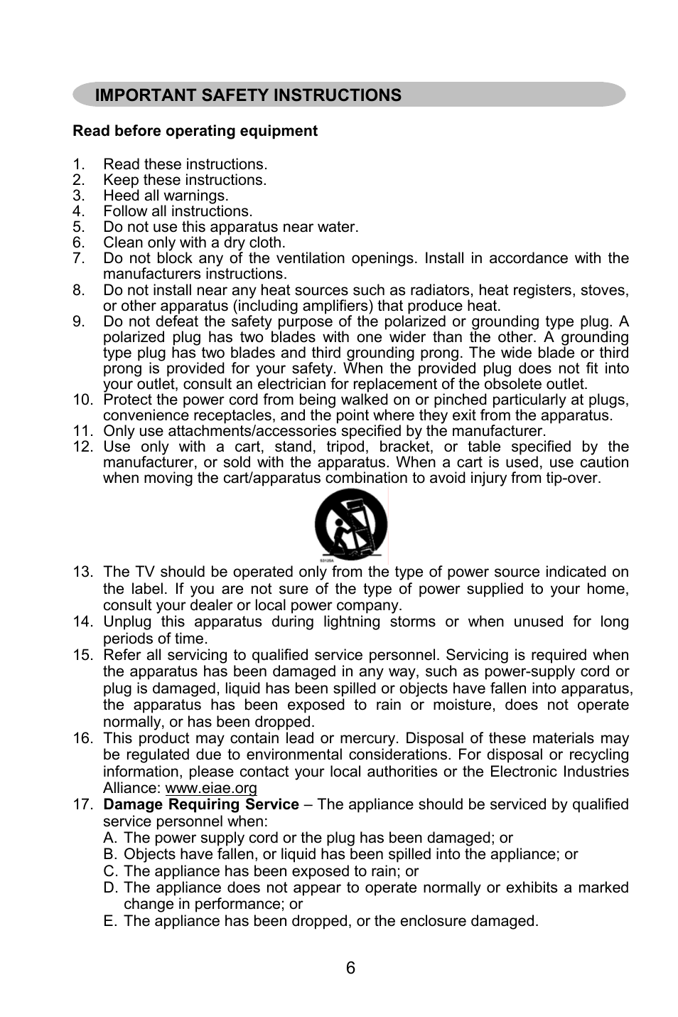 Important safety instructions | AOC L32W861 User Manual | Page 8 / 43