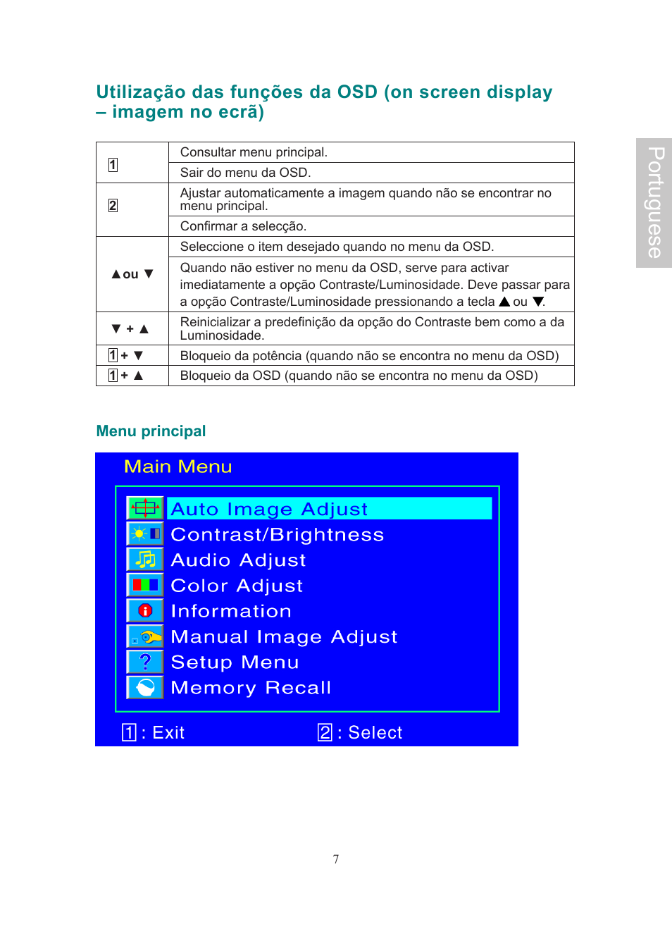 Portuguese | AOC 718Swag-1 User Manual | Page 52 / 57