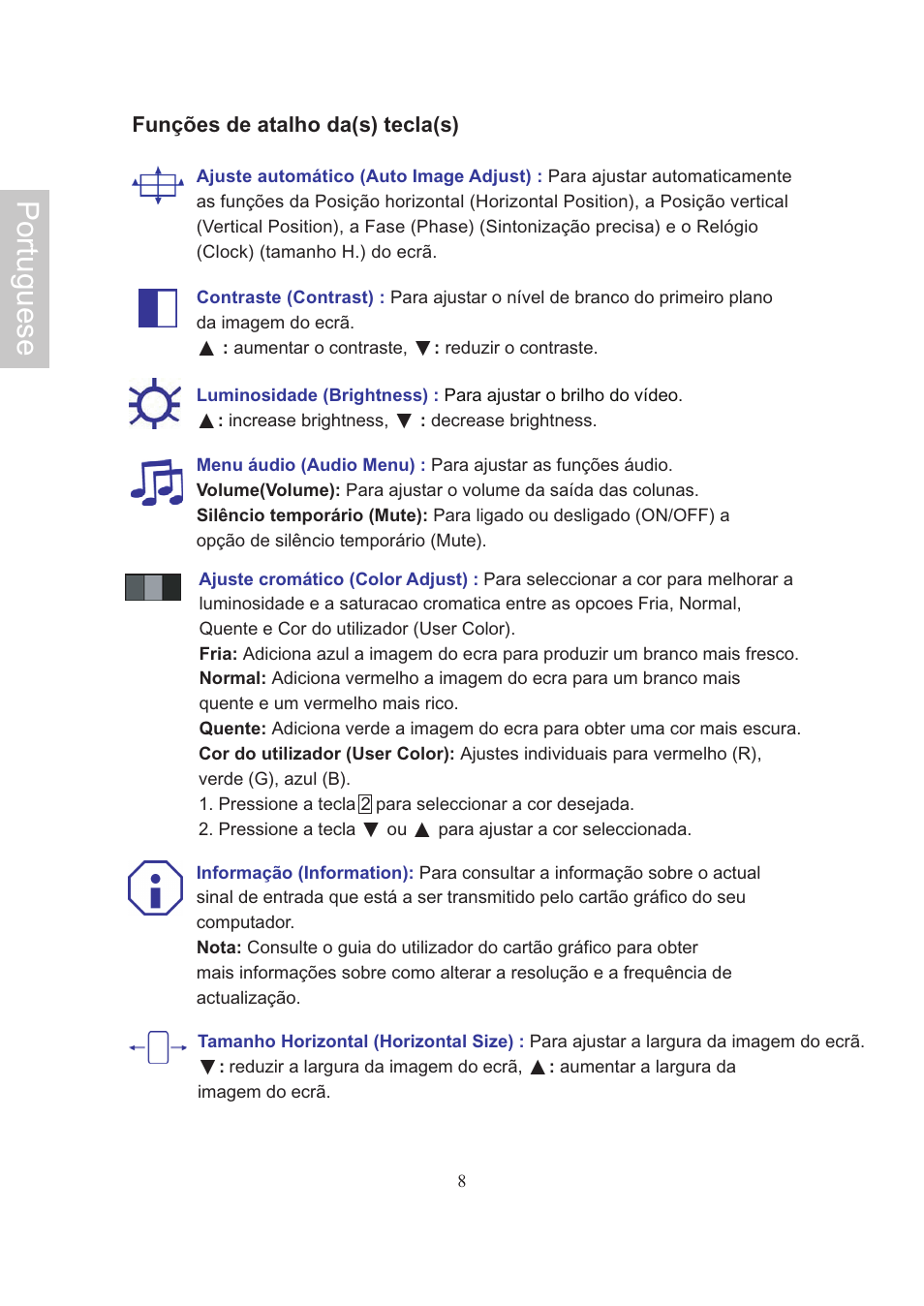 Portuguese | AOC 718Swag-1 User Manual | Page 53 / 57