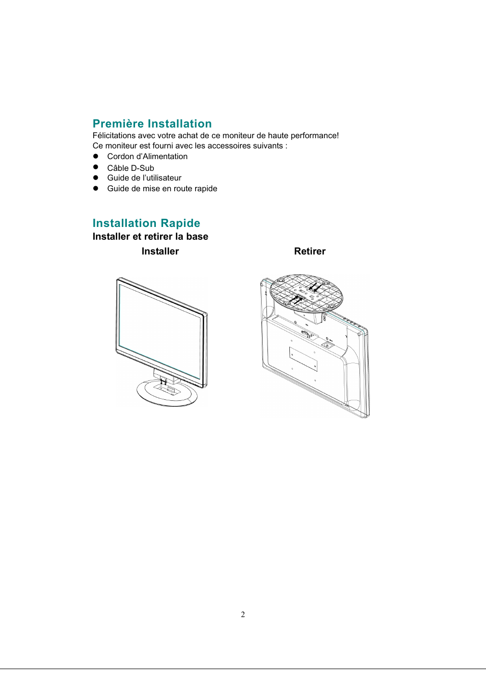 Première installation, Installation rapide, Première installation installation rapide -5 | AOC 919Sw-1 User Manual | Page 20 / 47