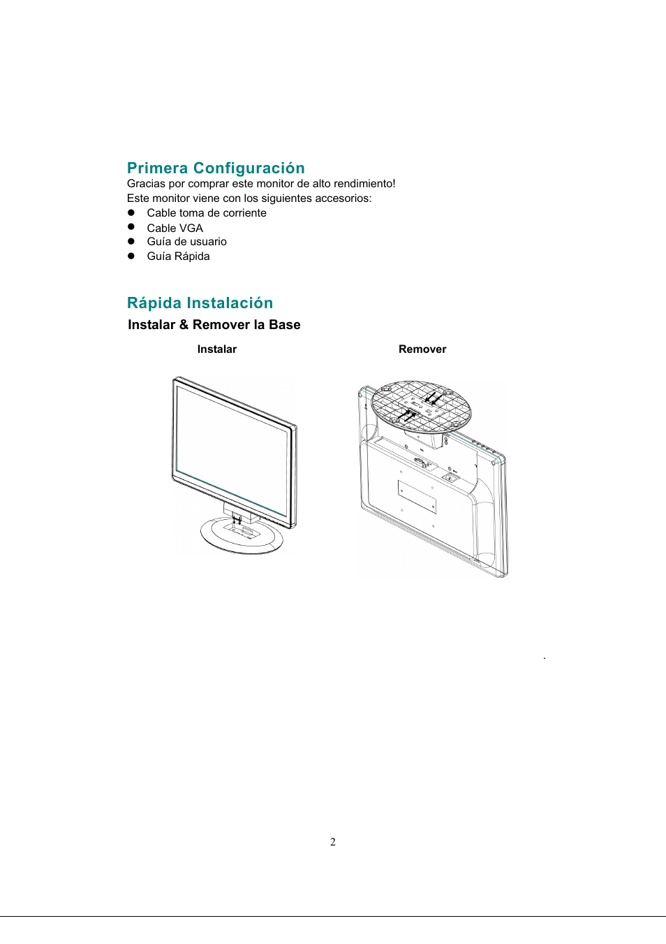 Primera configuración, Rápida instalación, Primera configuración rápida instalación -5 | AOC 919Sw-1 User Manual | Page 36 / 47