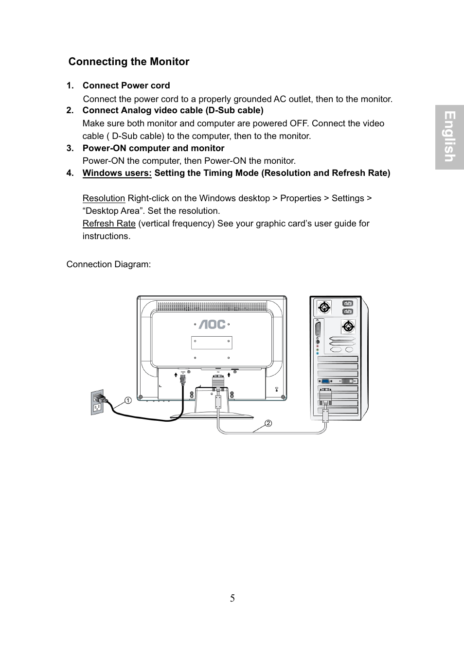 English, Glish | AOC 919Sw-1 User Manual | Page 8 / 47