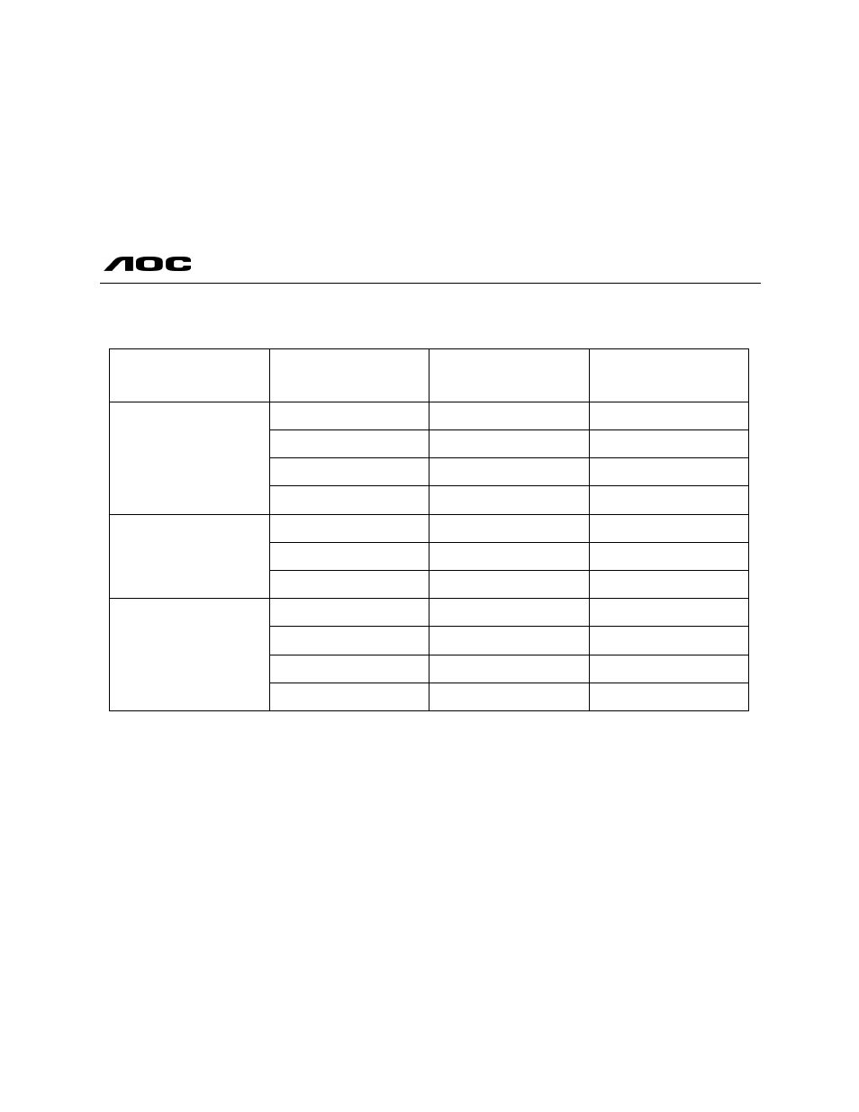 Appendix, Lm540, Factory preset timing table | AOC LM540 User Manual | Page 18 / 19