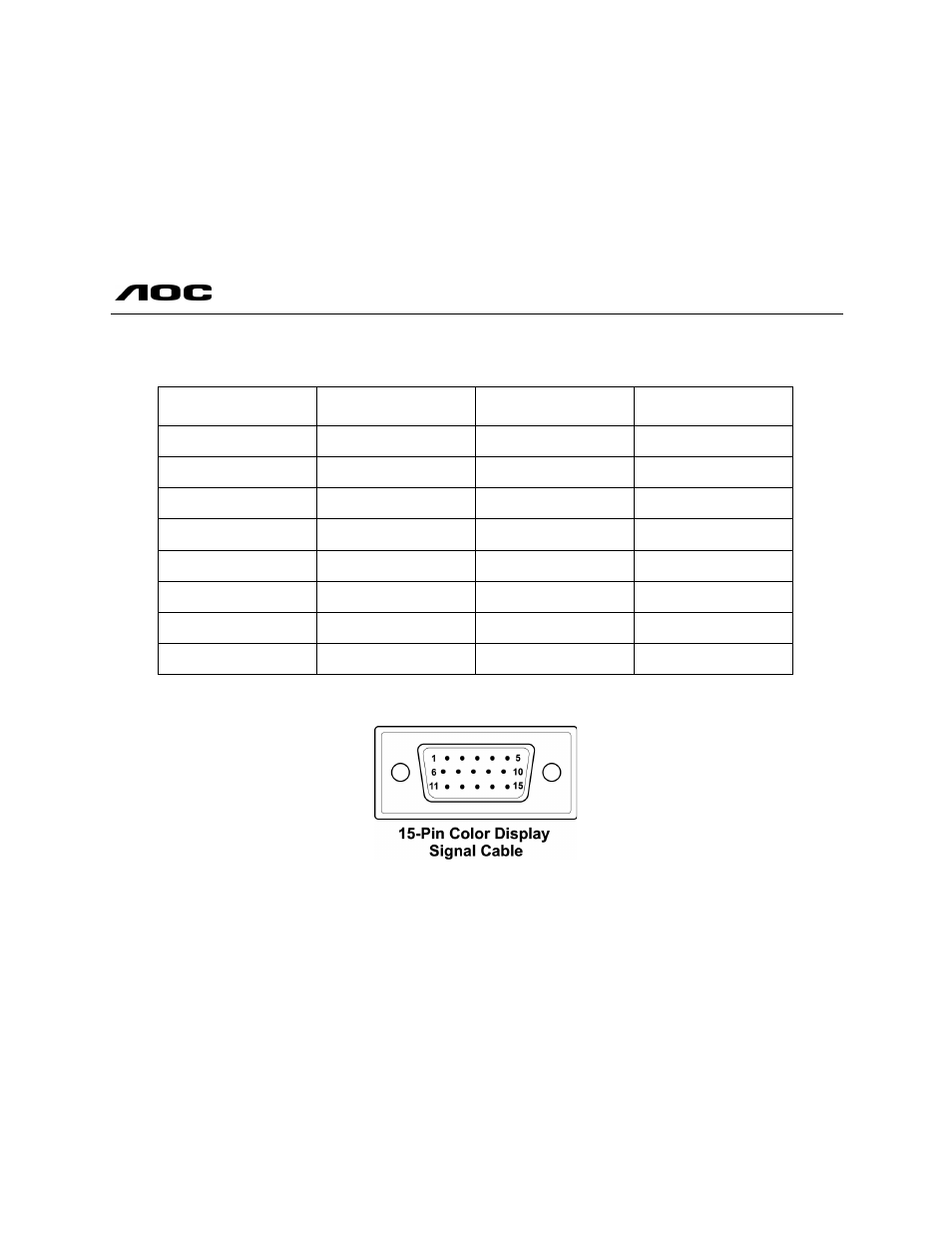 Appendix, Lm540, Connector pin assignment | AOC LM540 User Manual | Page 19 / 19