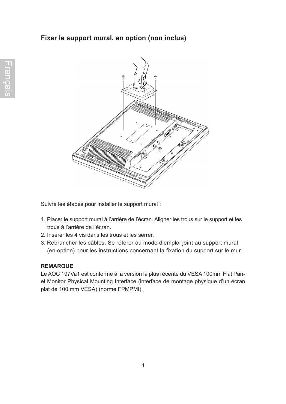 Français | AOC Flat Panel Monitor 197Va1 User Manual | Page 20 / 59