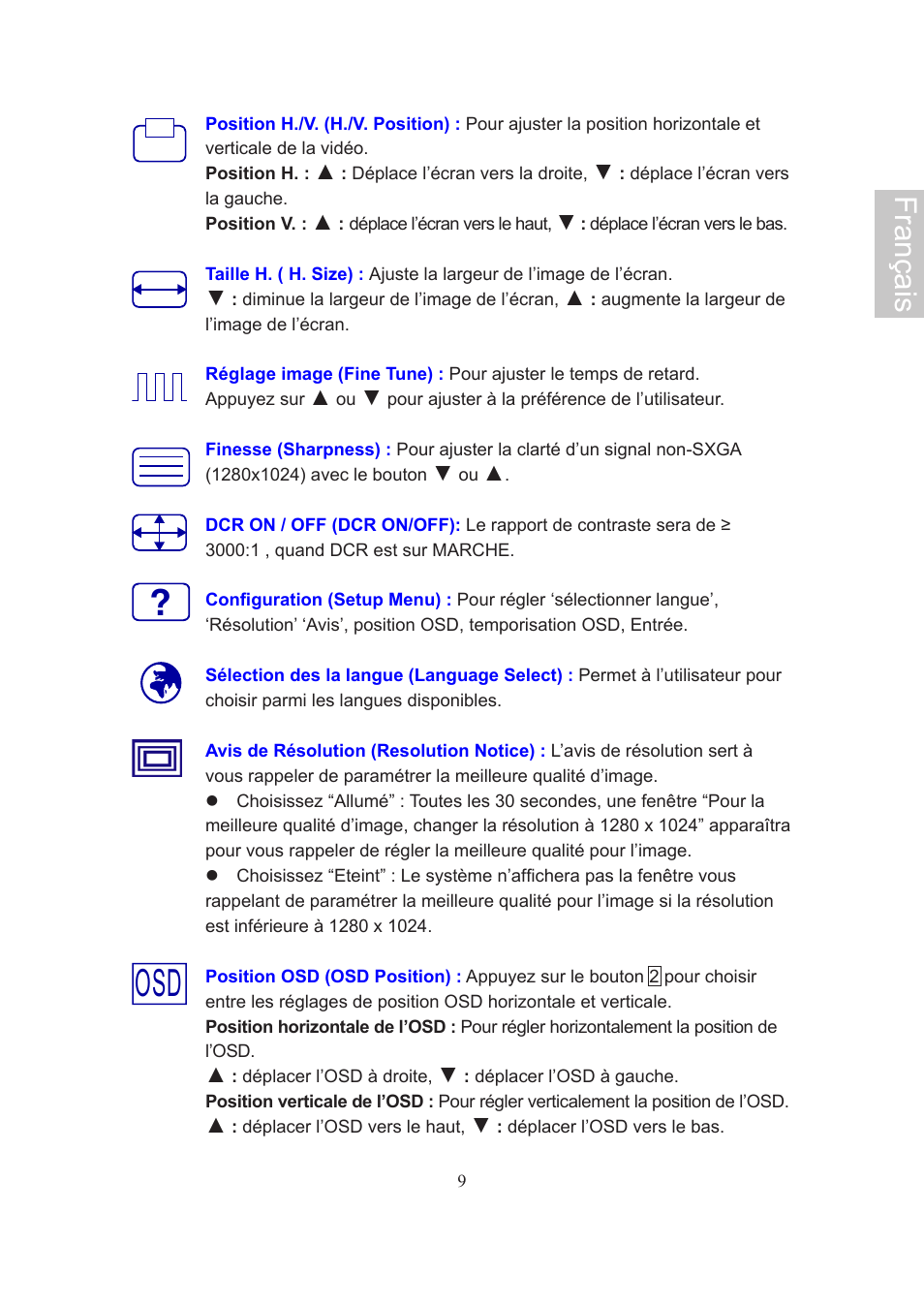 Français | AOC Flat Panel Monitor 197Va1 User Manual | Page 25 / 59
