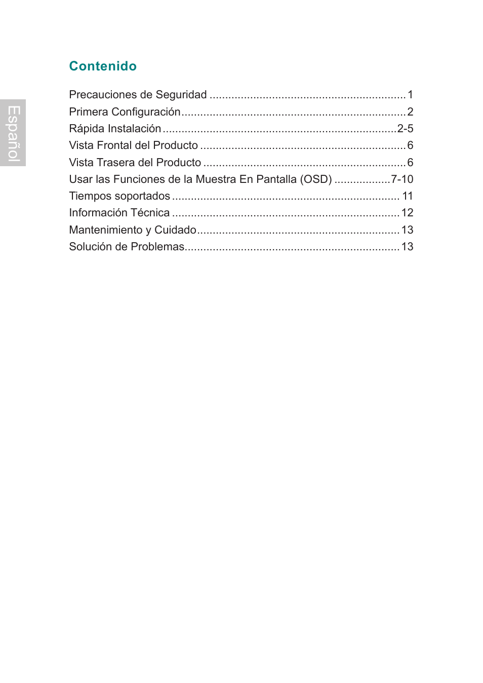 Español | AOC Flat Panel Monitor 197Va1 User Manual | Page 31 / 59