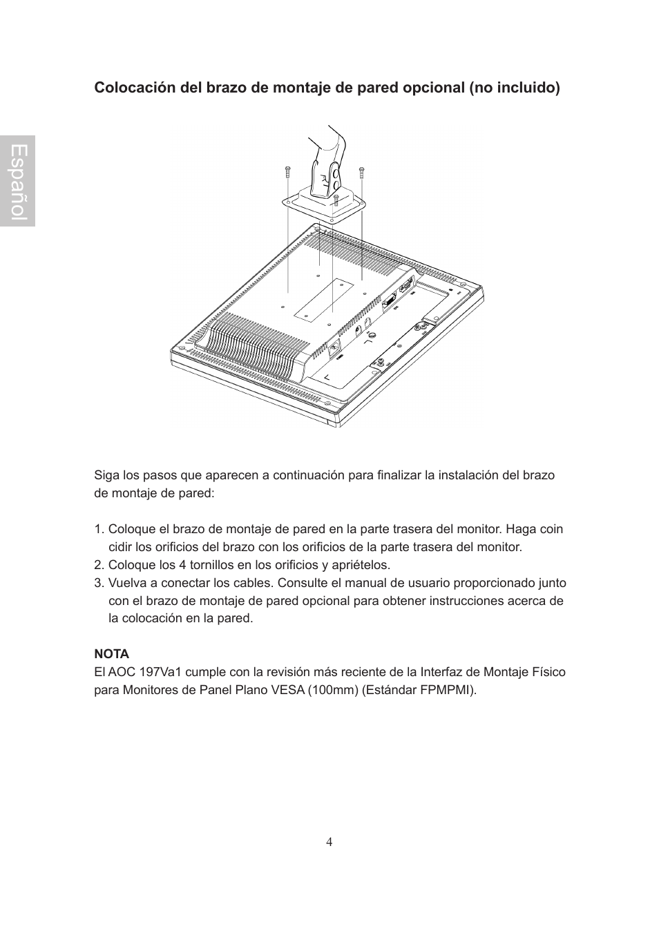 Español | AOC Flat Panel Monitor 197Va1 User Manual | Page 35 / 59