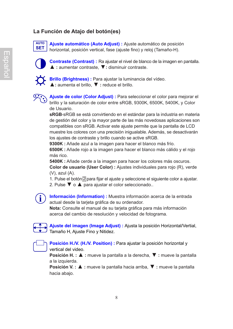 Español | AOC Flat Panel Monitor 197Va1 User Manual | Page 39 / 59