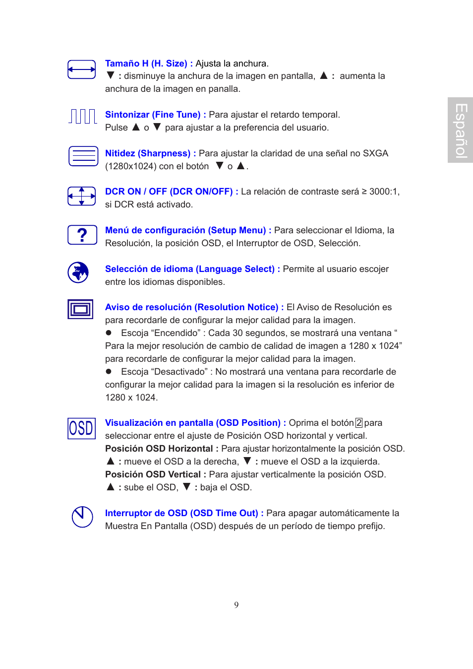 Español | AOC Flat Panel Monitor 197Va1 User Manual | Page 40 / 59