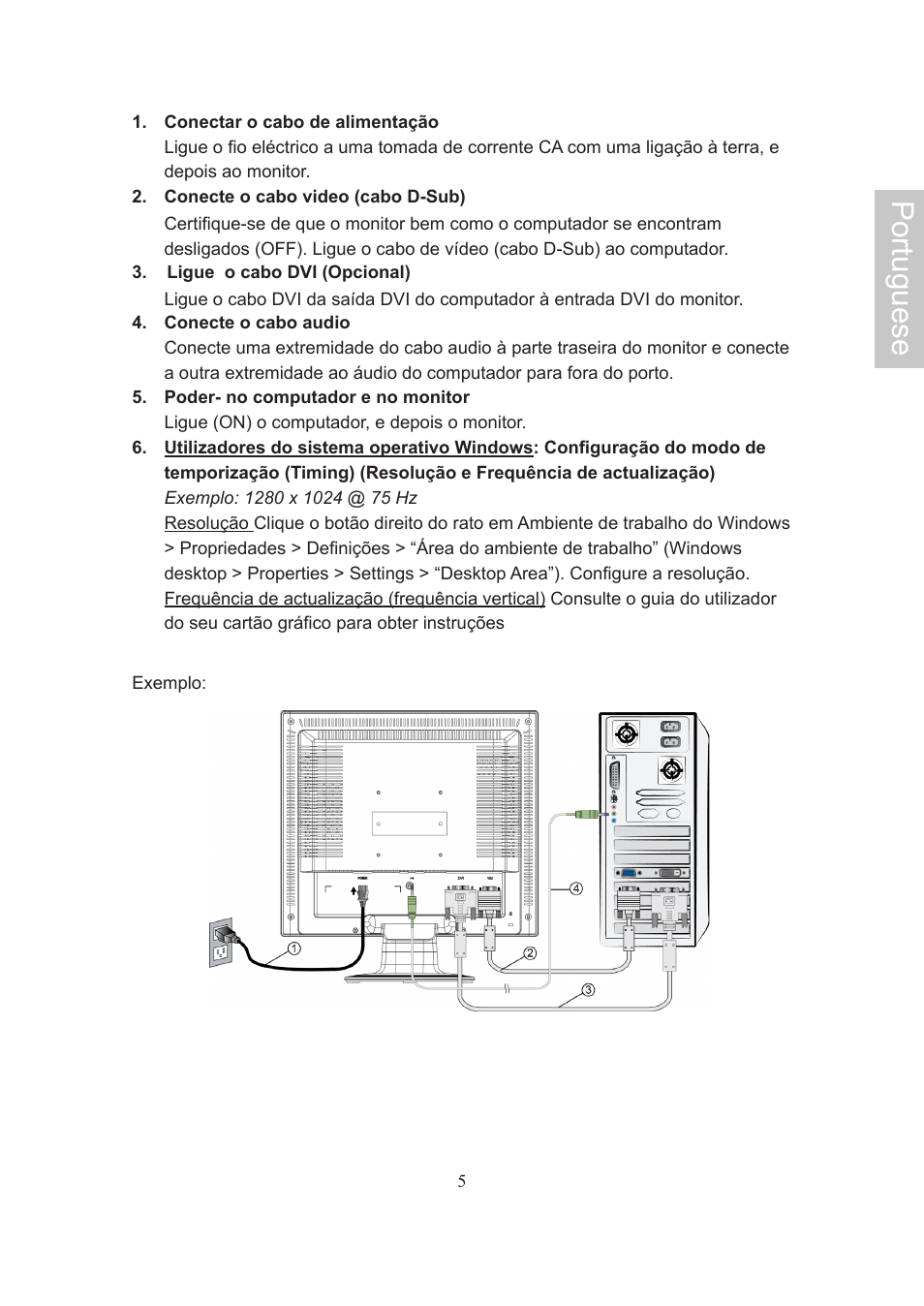 Portuguese | AOC Flat Panel Monitor 197Va1 User Manual | Page 51 / 59