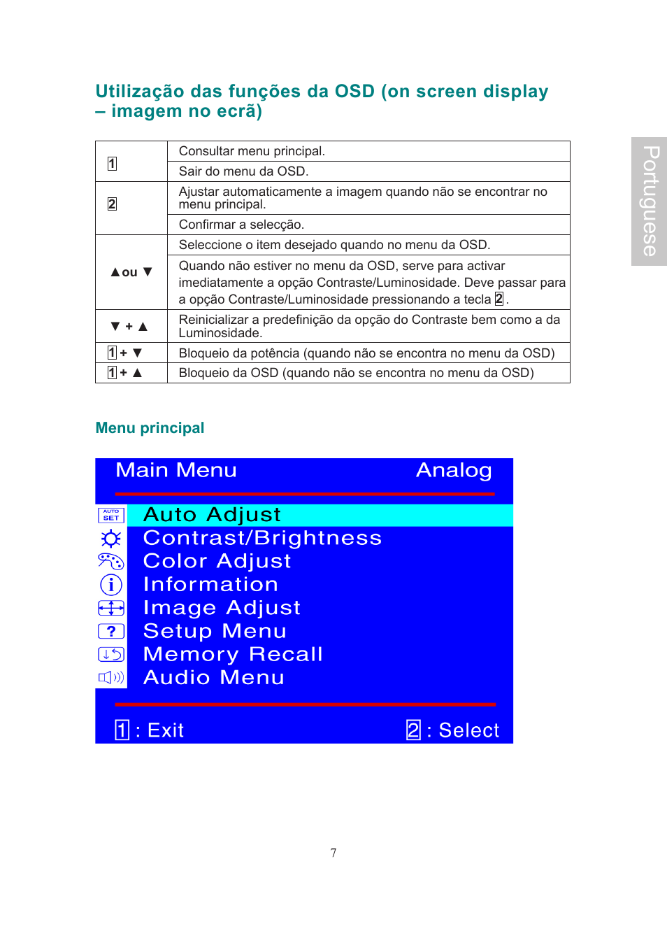 Portuguese | AOC Flat Panel Monitor 197Va1 User Manual | Page 53 / 59