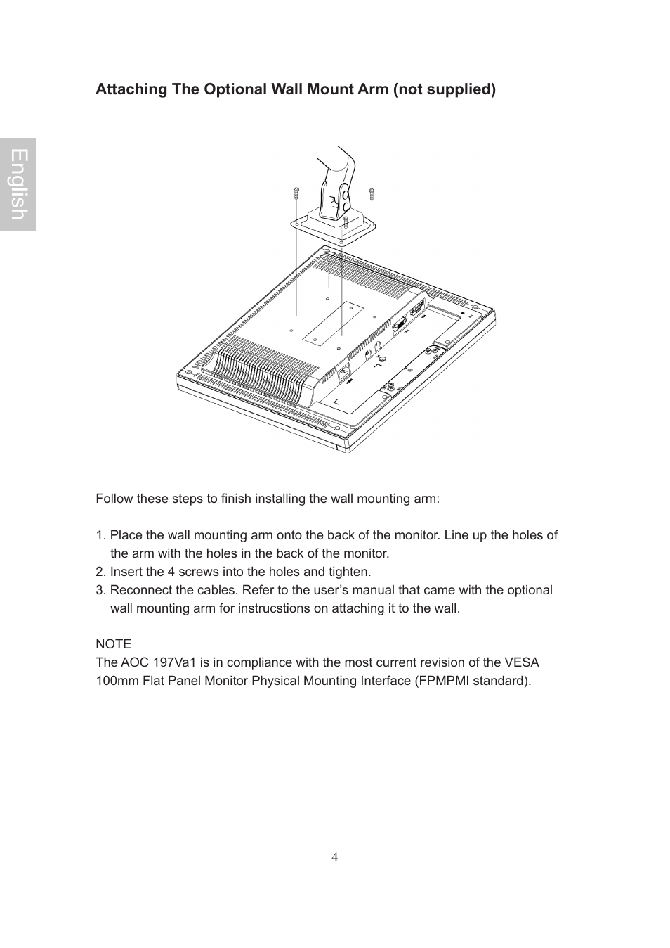 English | AOC Flat Panel Monitor 197Va1 User Manual | Page 6 / 59