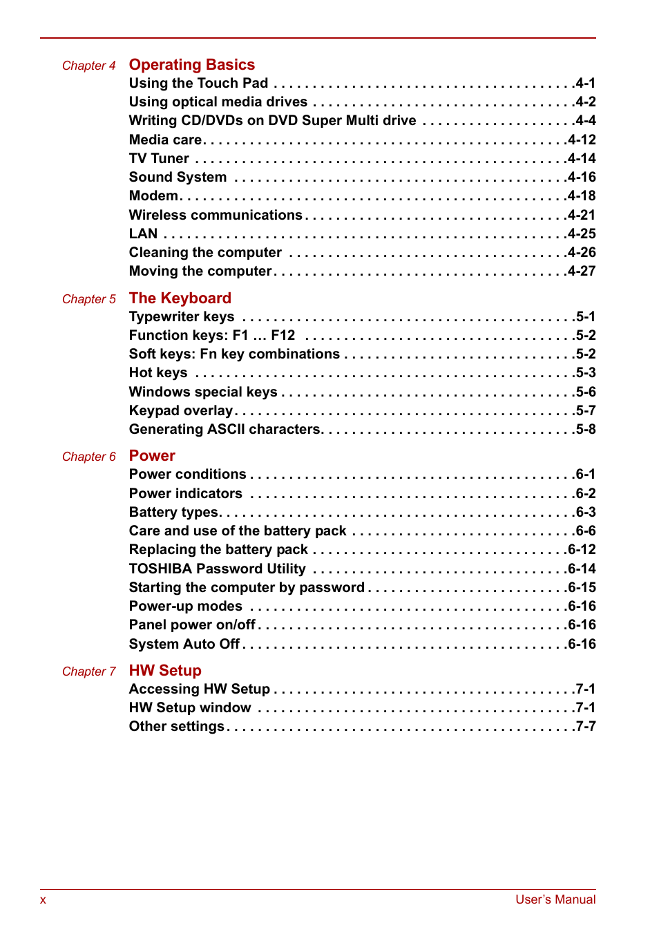 Toshiba Qosmio G30 HD-DVD (PQG31) User Manual | Page 10 / 272