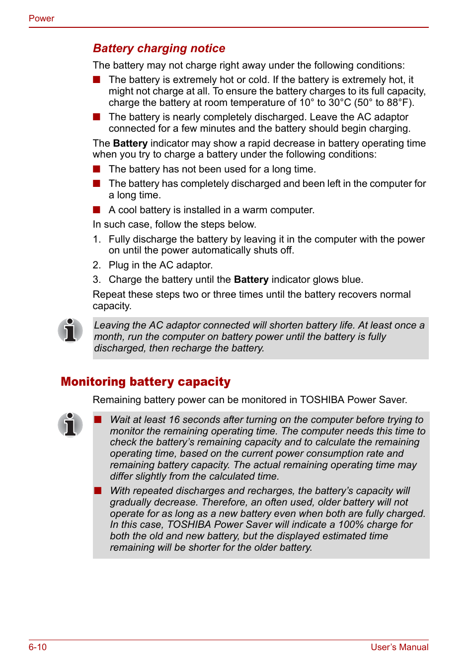 Monitoring battery capacity | Toshiba Qosmio G30 HD-DVD (PQG31) User Manual | Page 114 / 272