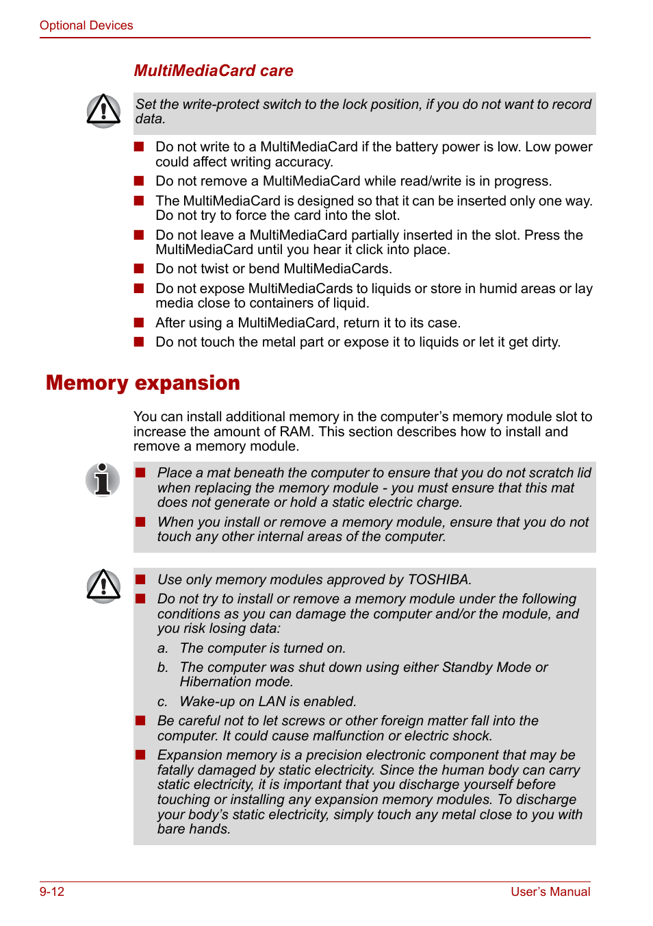 Memory expansion, Memory expansion -12 | Toshiba Qosmio G30 HD-DVD (PQG31) User Manual | Page 174 / 272