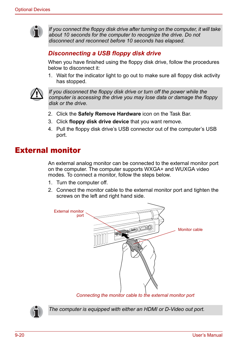 External monitor, External monitor -20 | Toshiba Qosmio G30 HD-DVD (PQG31) User Manual | Page 182 / 272
