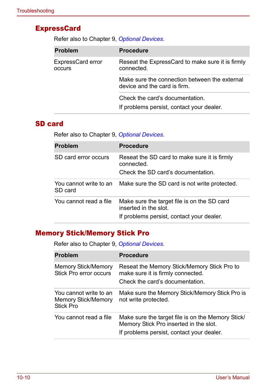 Expresscard, Sd card | Toshiba Qosmio G30 HD-DVD (PQG31) User Manual | Page 200 / 272