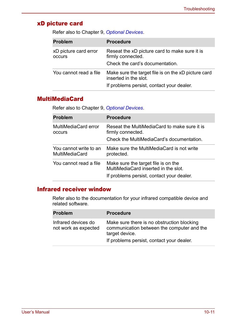 Xd picture card, Multimediacard, Infrared receiver window | Toshiba Qosmio G30 HD-DVD (PQG31) User Manual | Page 201 / 272
