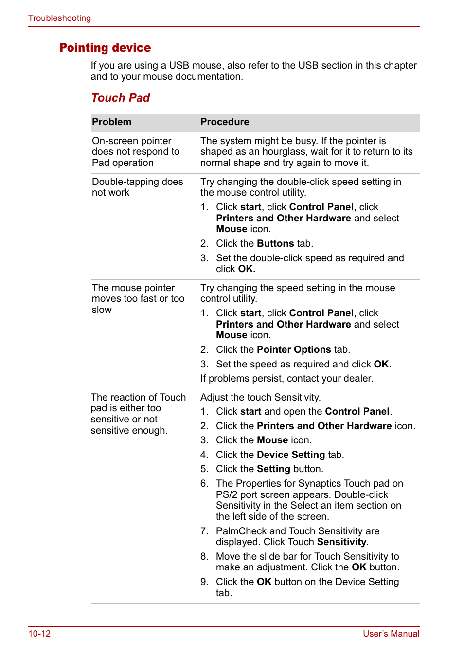 Pointing device | Toshiba Qosmio G30 HD-DVD (PQG31) User Manual | Page 202 / 272