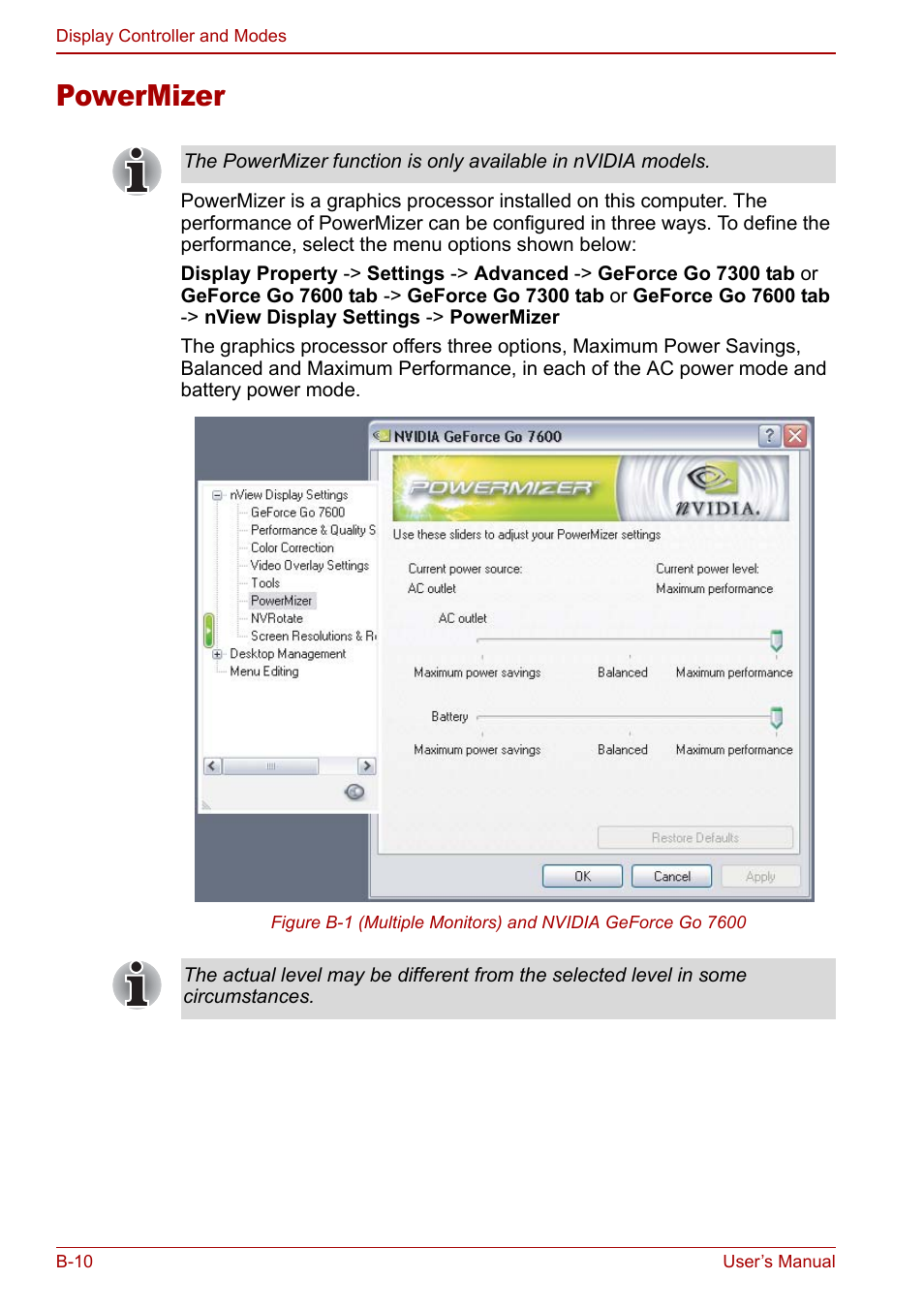 Powermizer | Toshiba Qosmio G30 HD-DVD (PQG31) User Manual | Page 228 / 272