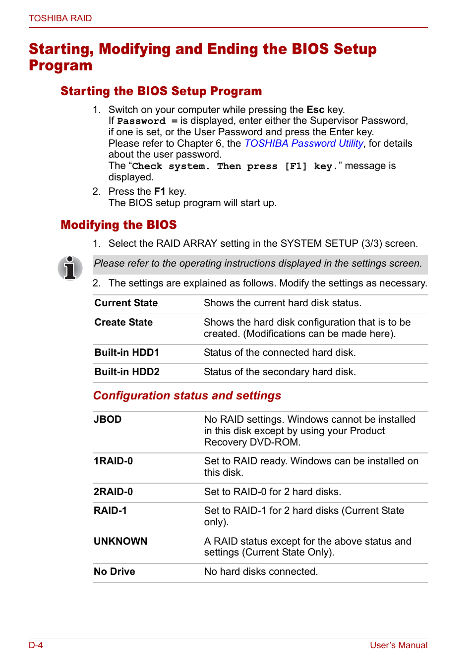 Starting the bios setup program, Modifying the bios | Toshiba Qosmio G30 HD-DVD (PQG31) User Manual | Page 236 / 272