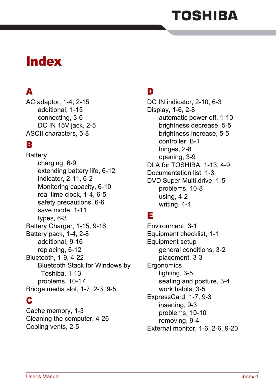 Index | Toshiba Qosmio G30 HD-DVD (PQG31) User Manual | Page 267 / 272