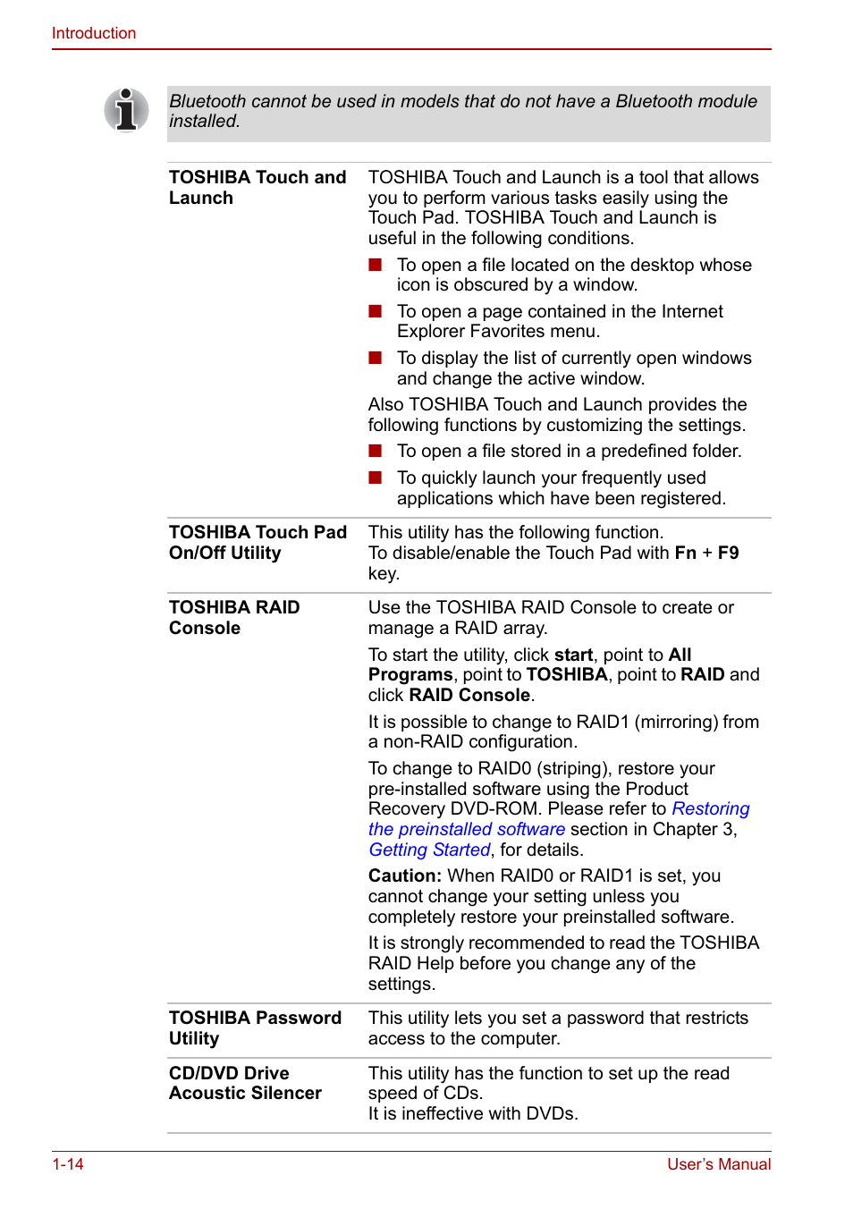 Toshiba Qosmio G30 HD-DVD (PQG31) User Manual | Page 34 / 272