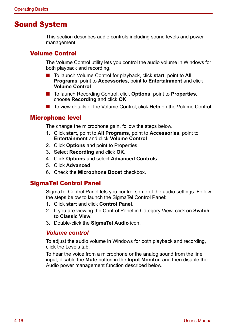 Sound system, Sound system -16 | Toshiba Qosmio G30 HD-DVD (PQG31) User Manual | Page 84 / 272