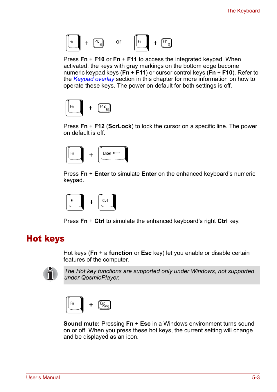 Hot keys, Hot keys -3 | Toshiba Qosmio G30 HD-DVD (PQG31) User Manual | Page 99 / 272