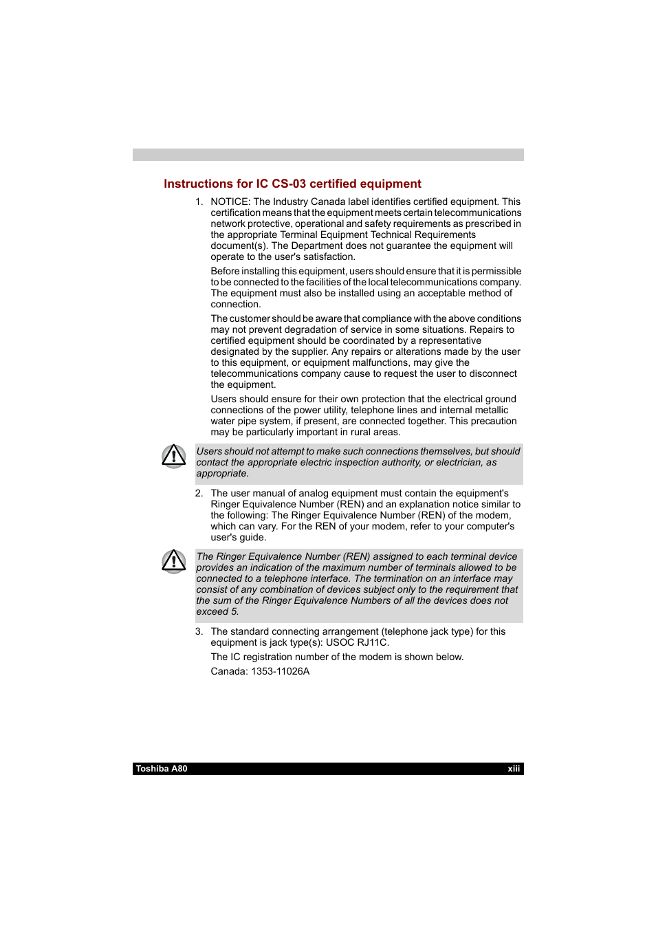 Toshiba Equium A80 User Manual | Page 13 / 176