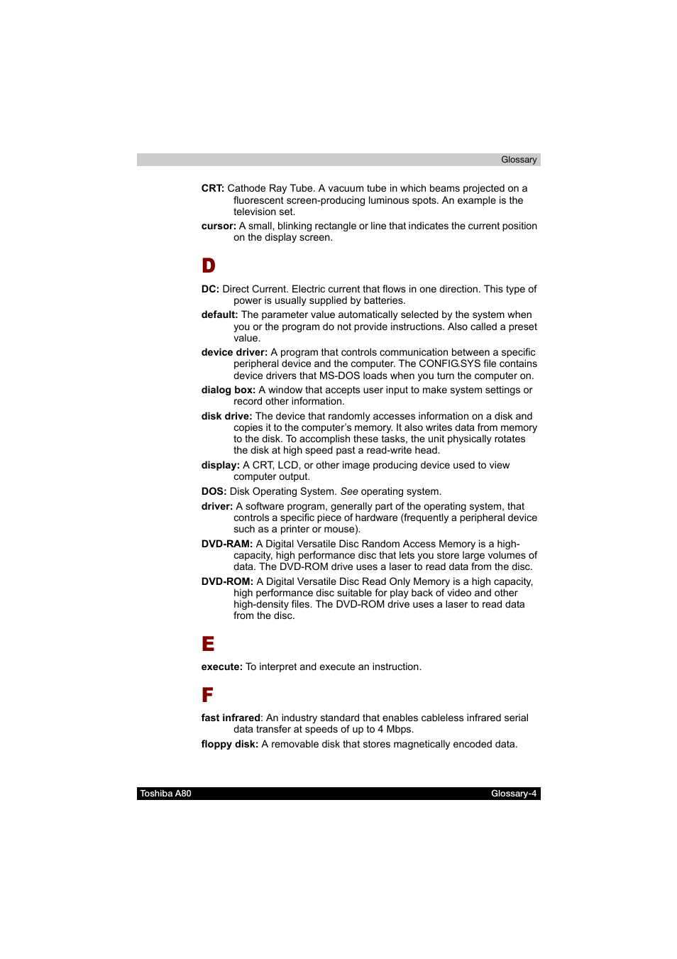 Toshiba Equium A80 User Manual | Page 172 / 176