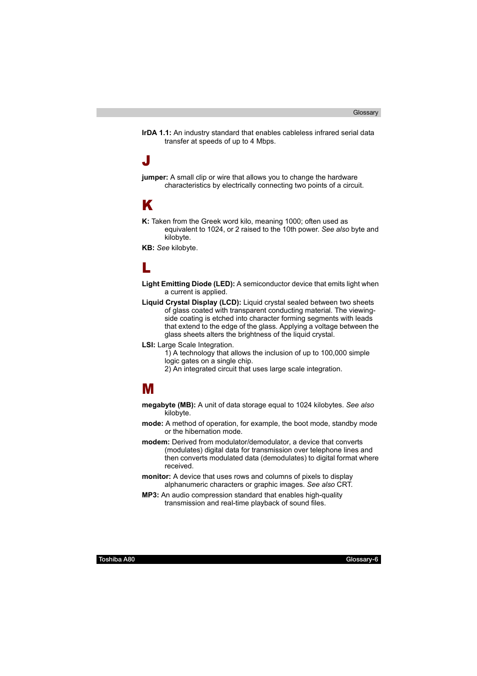 Toshiba Equium A80 User Manual | Page 174 / 176