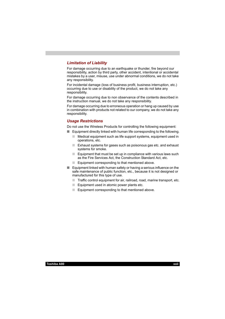 Toshiba Equium A80 User Manual | Page 22 / 176