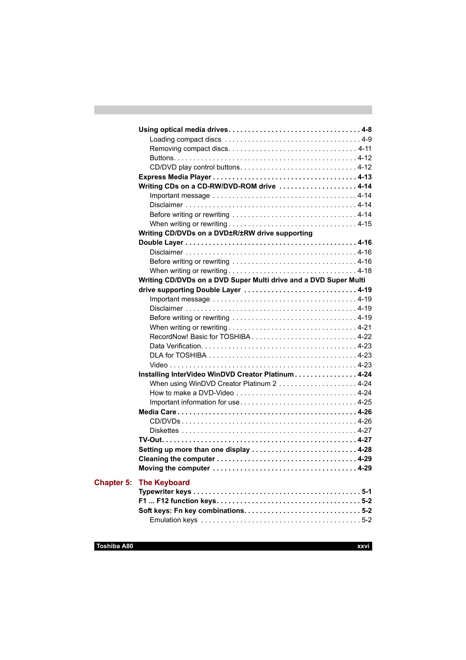 Toshiba Equium A80 User Manual | Page 26 / 176