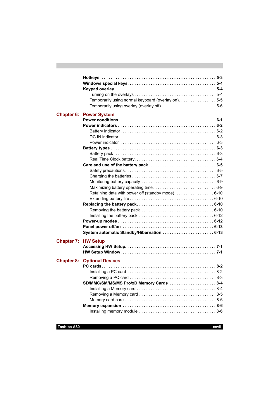 Toshiba Equium A80 User Manual | Page 27 / 176